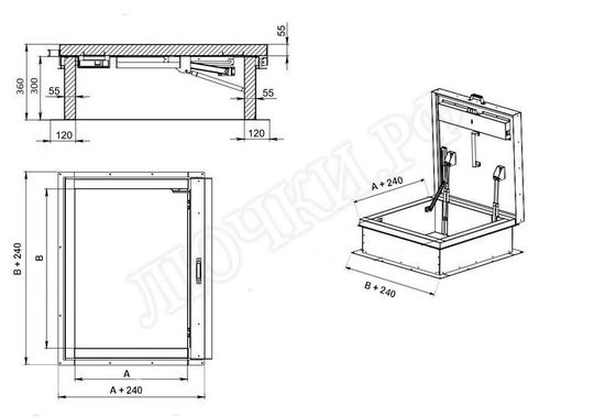 Люк для выхода на кровлю Оптимус 1200*2000 Люк для выхода на кровлю Оптимус 1200*2000