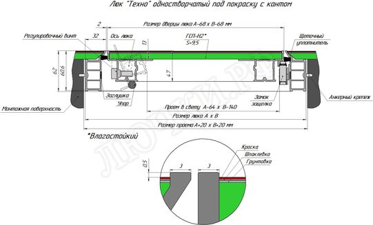 Люк-дверь под покраску Техно, 1 створка Люк-дверь под покраску Техно, 1 створка